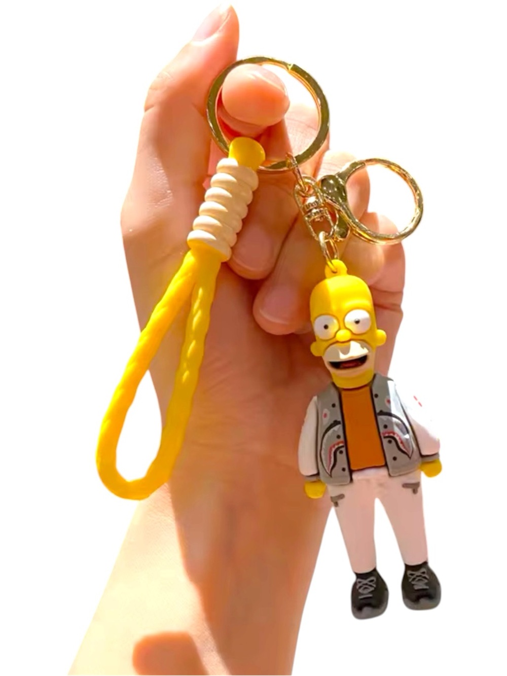 Simpsons Soft Pvc Homer Anime Character Cute Cartoon 3D Keychain Yellow NEW